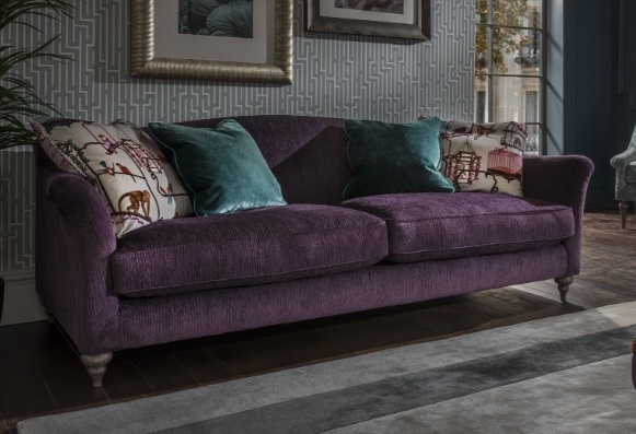 Spink & Edgar Lamour sofa arm detail in velvet fabric